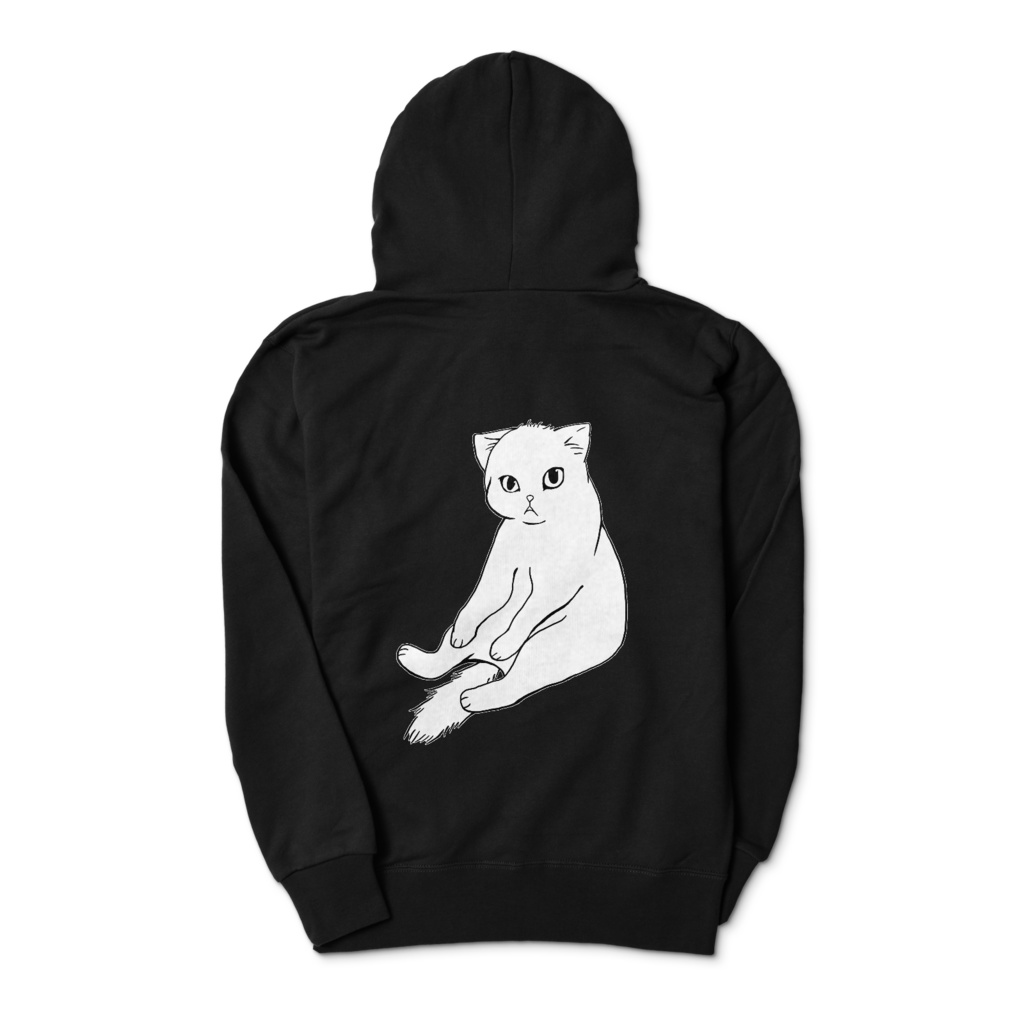 ねこ座り 両面パーカー