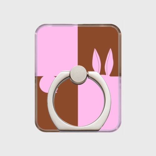 【受注生産】バイカラーうさぎ スマホリングシルバー (マットタイプ・つやなし)【送料込み】