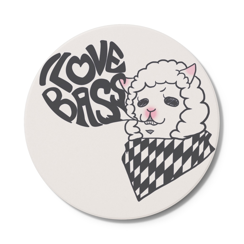 I LOVE BASS 白雲石コースター