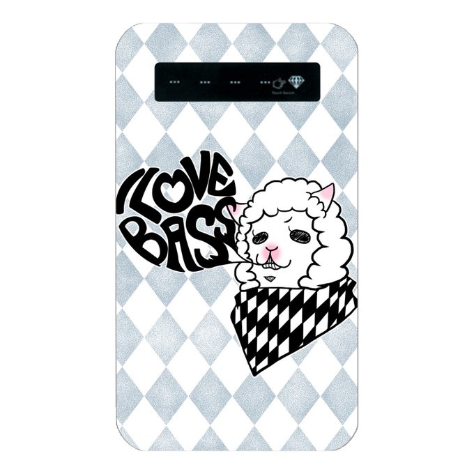 I LOVE BASS アルパカくすみブルー モバイルバッテリー