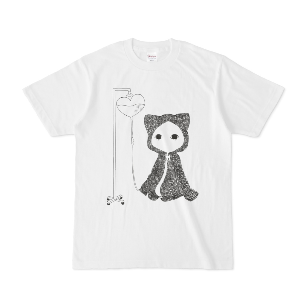 点滴キズねこ Tシャツ