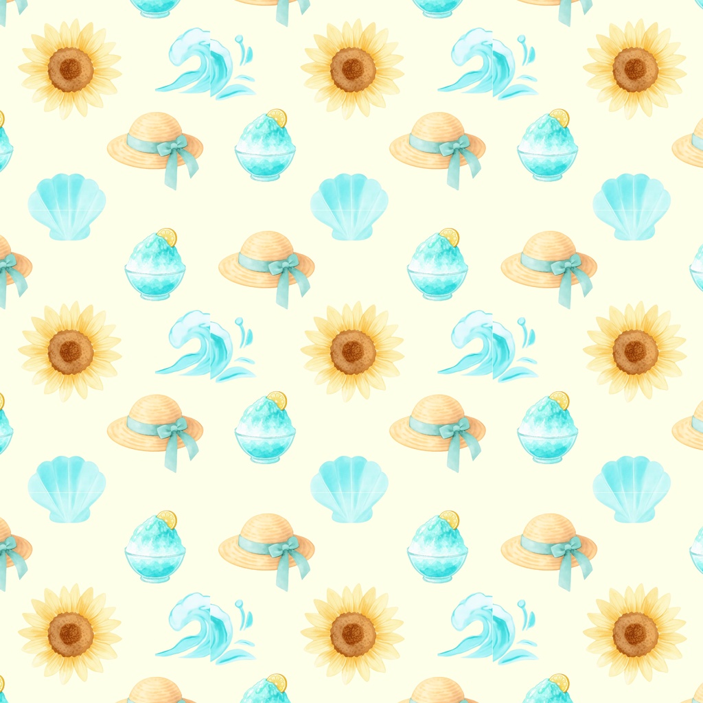 水彩　夏　デジタルぺーパー