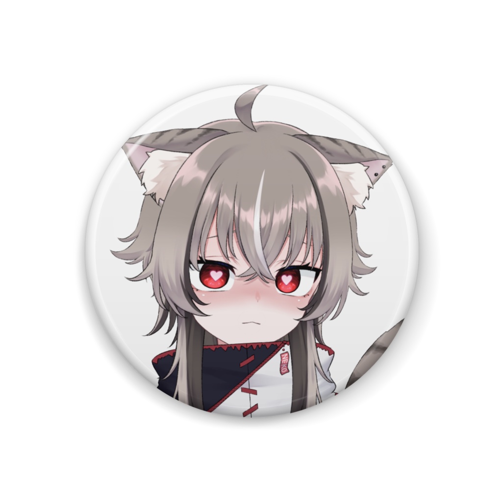 猫戸りあ 缶バッチ <ハート目> 44mm