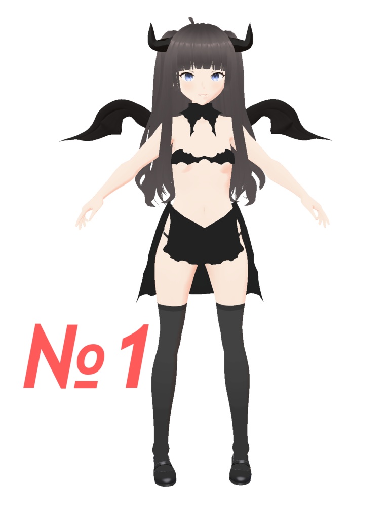 ■VRMmodel■ 黒サキュバス無料&有料 ■3Ⅾmodel■