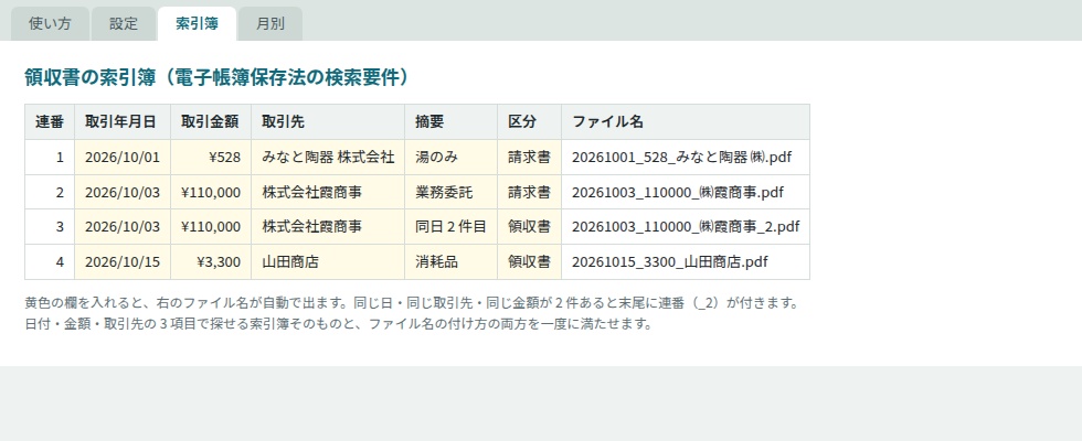 請求書・案件管理・領収書の索引簿|小さな会社とフリーランスの3点セット(インボイス/電帳法 対応・検算つき)