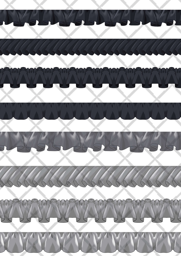 白黒カラー&透けフリルブラシ 16種