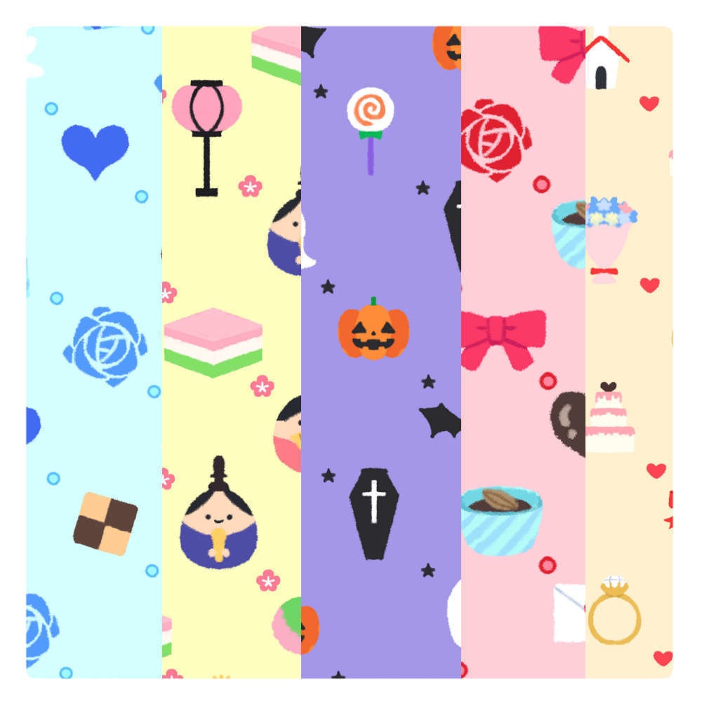 12か月のイベントをイメージした柄背景30種