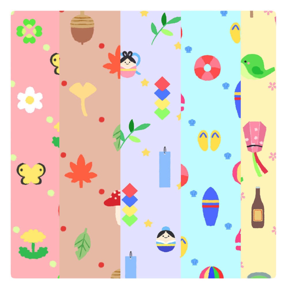 12か月のイベントをイメージした柄背景30種