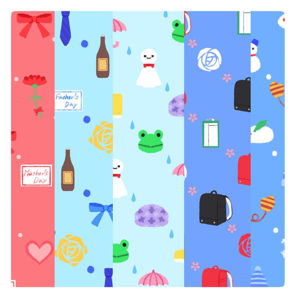 12か月のイベントをイメージした柄背景30種