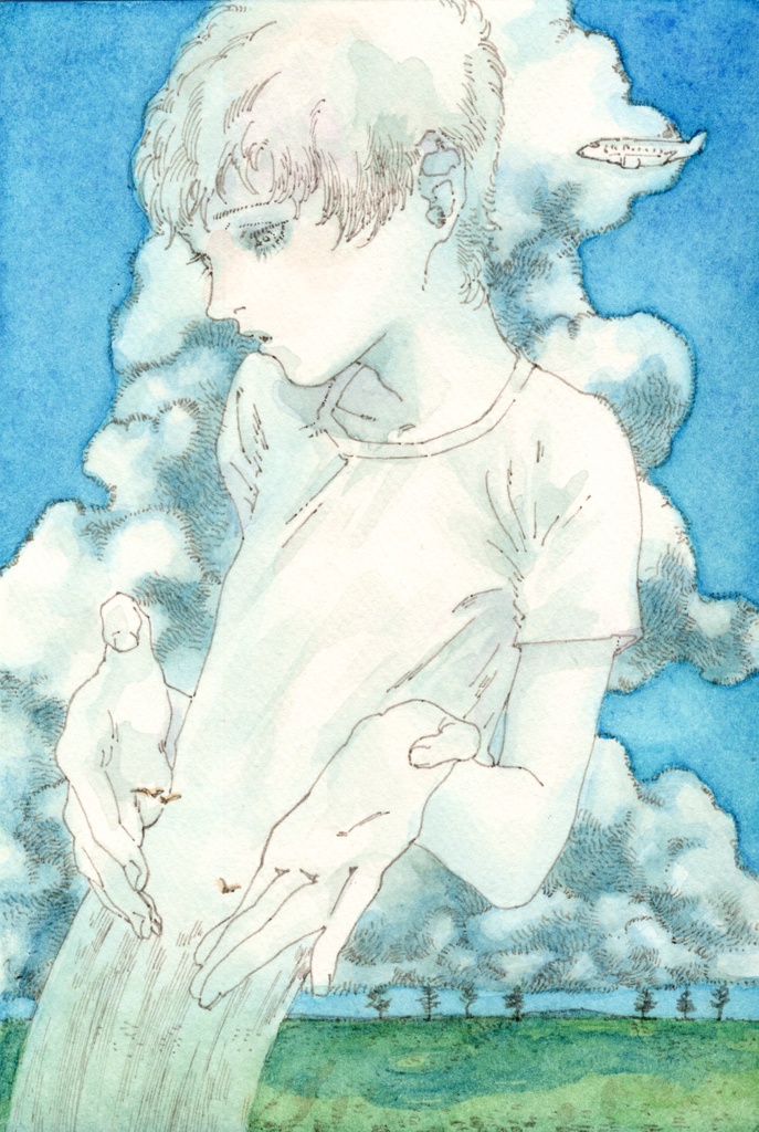 オリジナル原画「盛夏の女満別」はがきサイズ