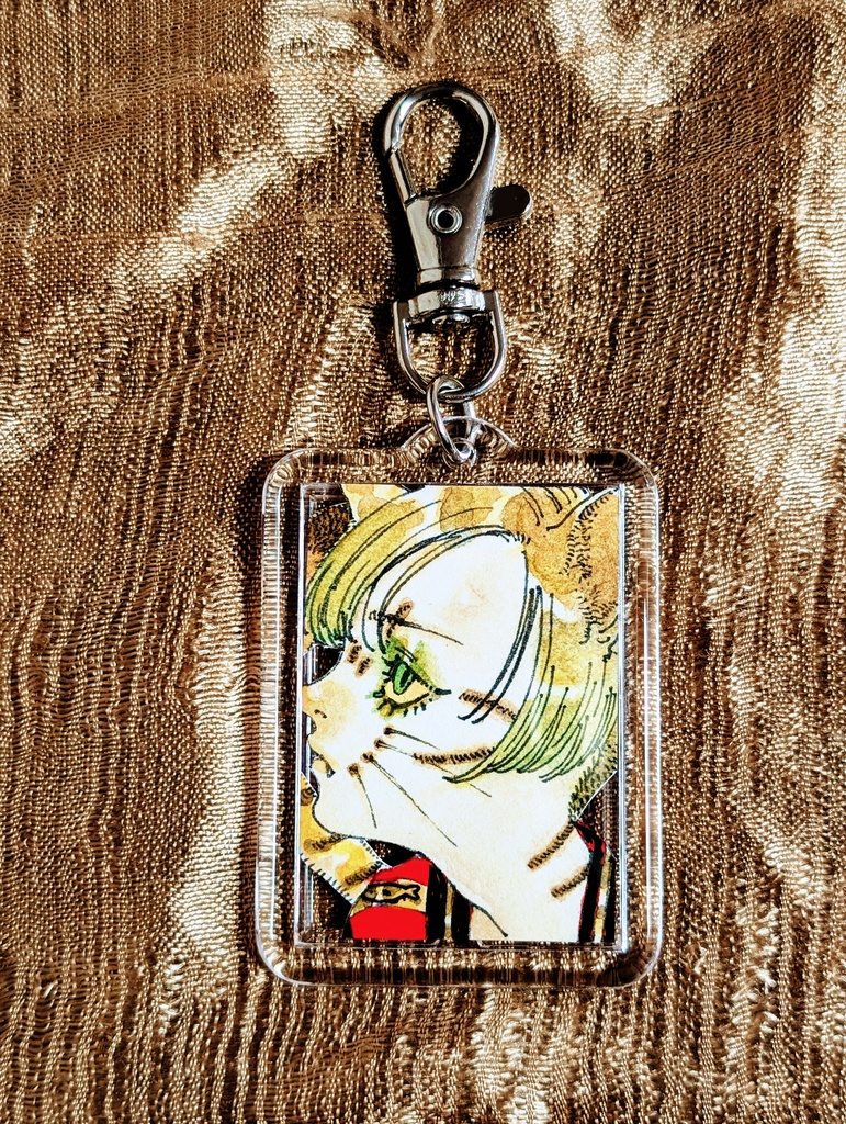 オリジナル原画キーホルダー「茶トラ」5.6×4.3×0.5cm