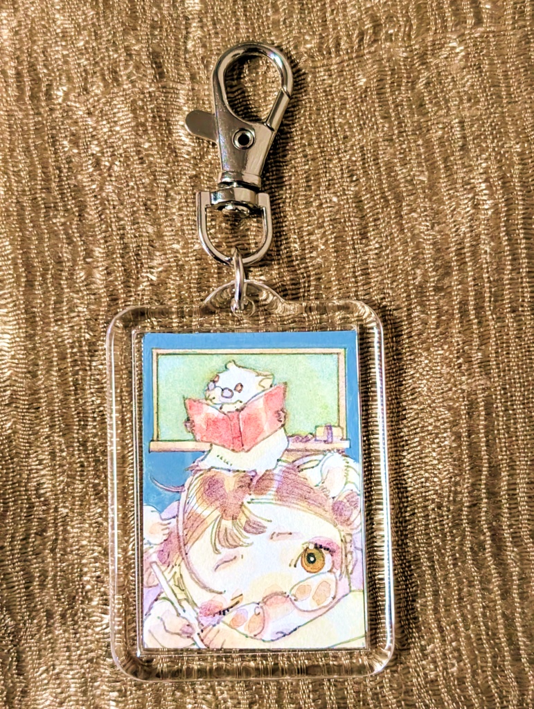 オリジナル原画キーホルダー「ネズミ」5.6×4.3×0.5cm