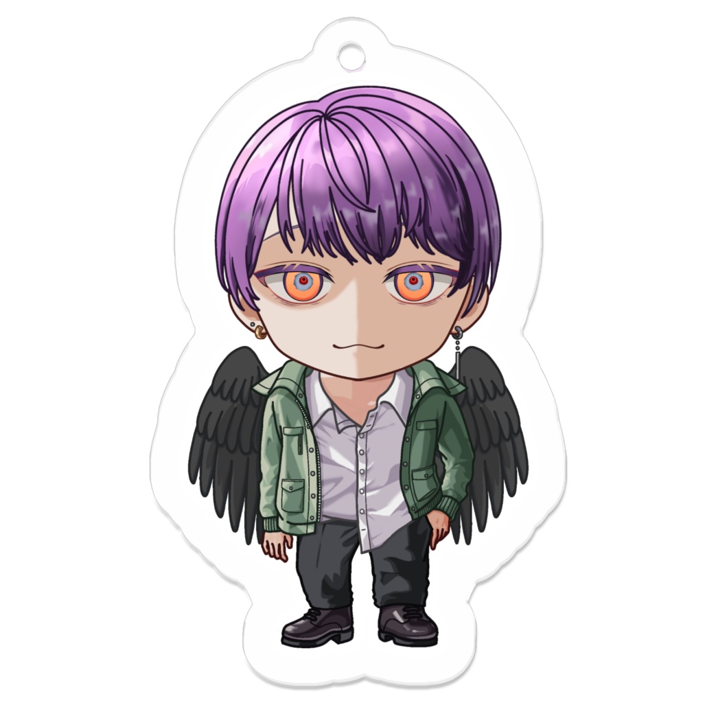 カラスのアクリルキーホルダー(ぽむとカラス)