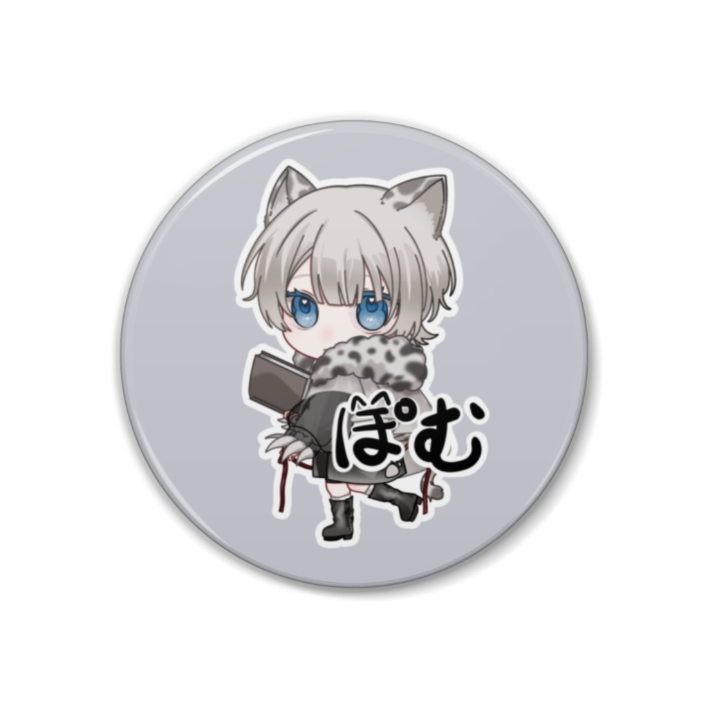 ぽむのサイン付き缶バッジ(ぽむとカラス)