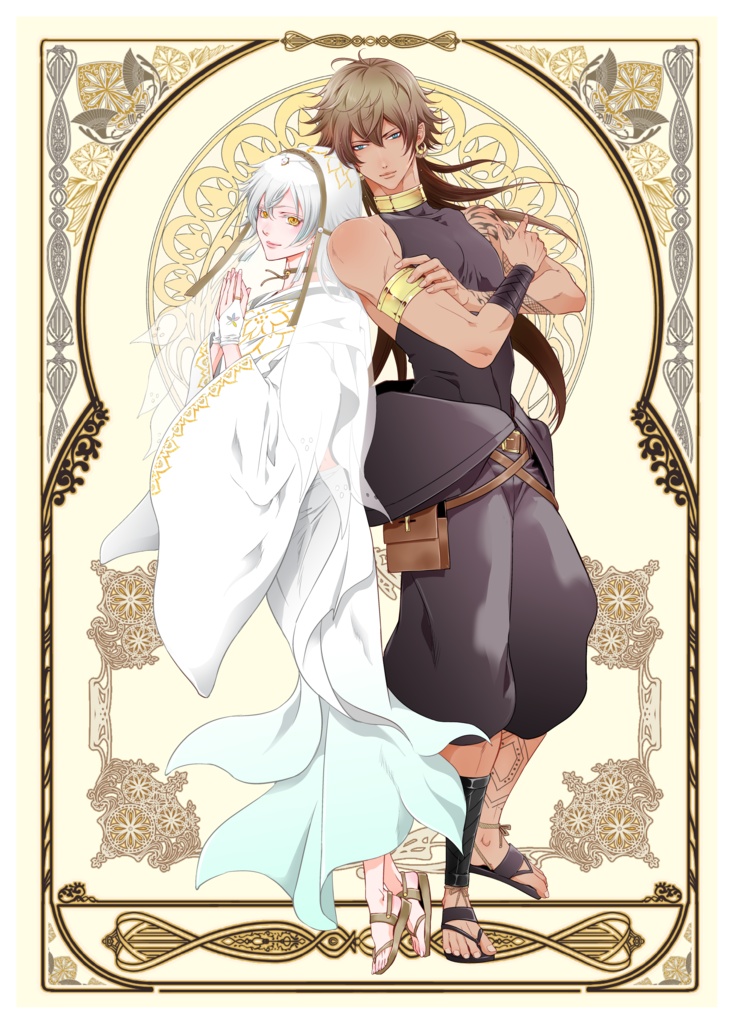 MAM☆RU描き下ろしイラスト【夜明けの花に愛を誓う】＿キラキラポストカード