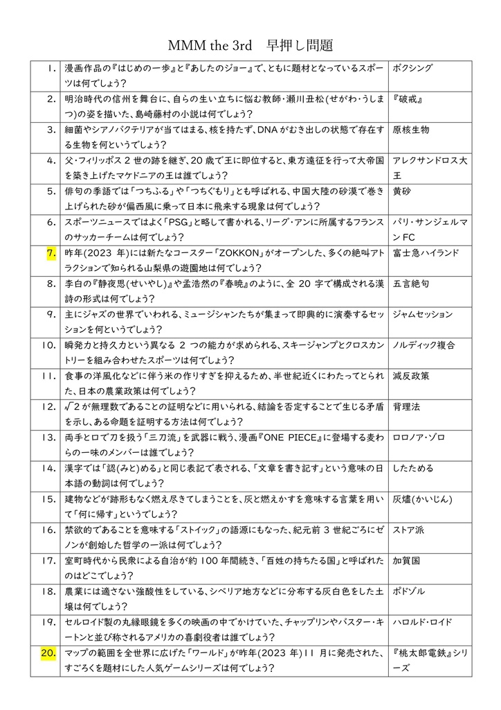 【クイズ問題集】MMM the 3rd【電子書籍】