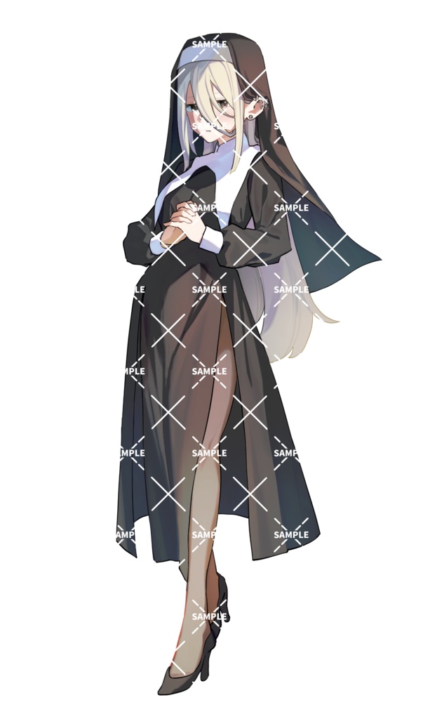 TRPG向け女性シスター全身立ち絵 表情差分あり