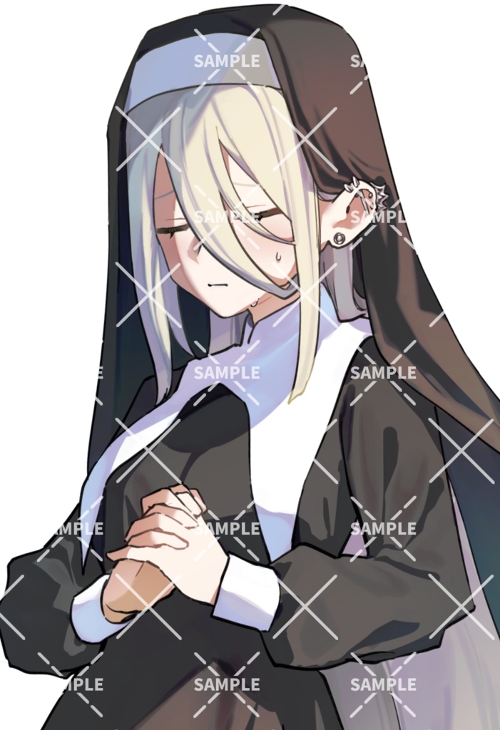 TRPG向け女性シスター全身立ち絵 表情差分あり