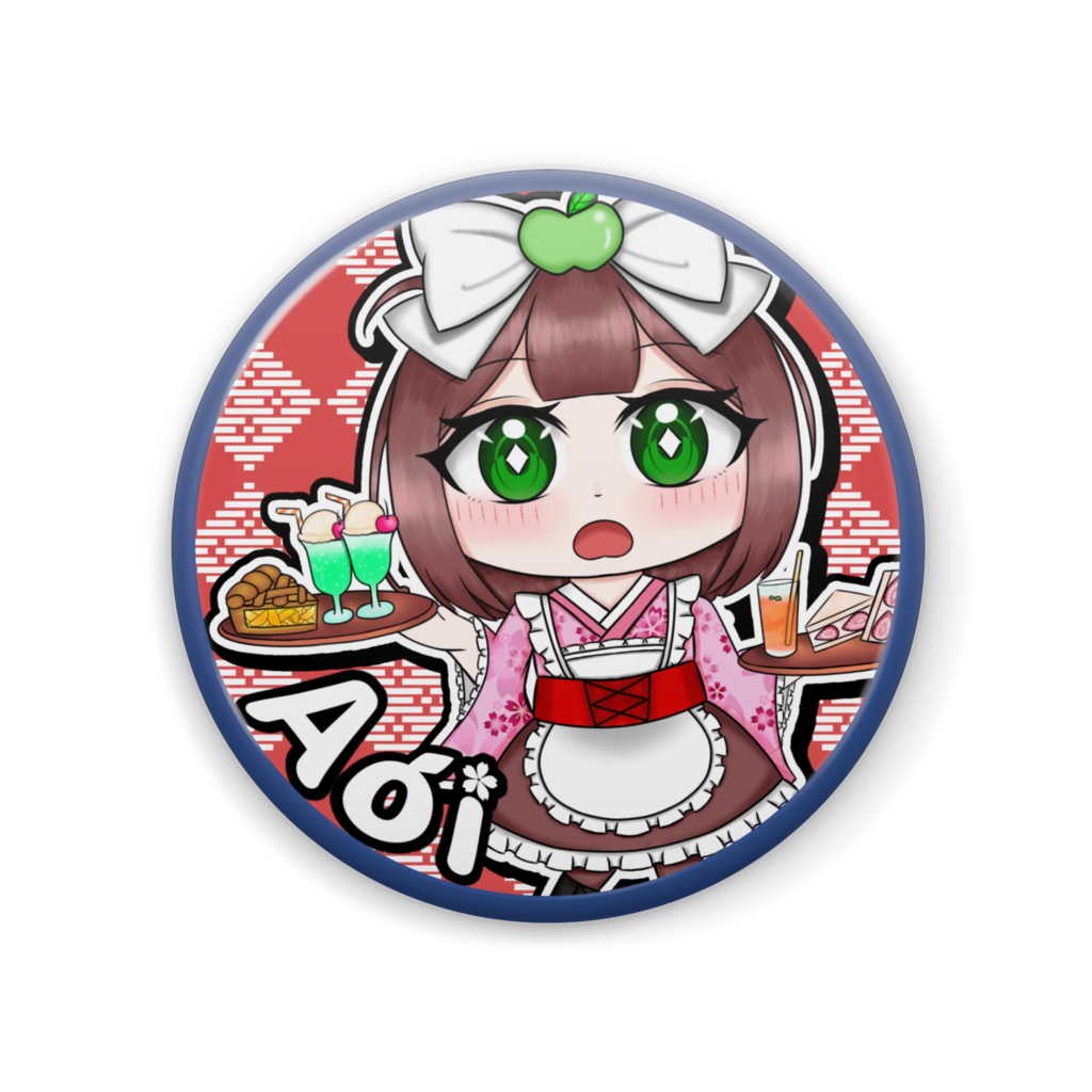 和風メイド「あおいさん」缶バッジB