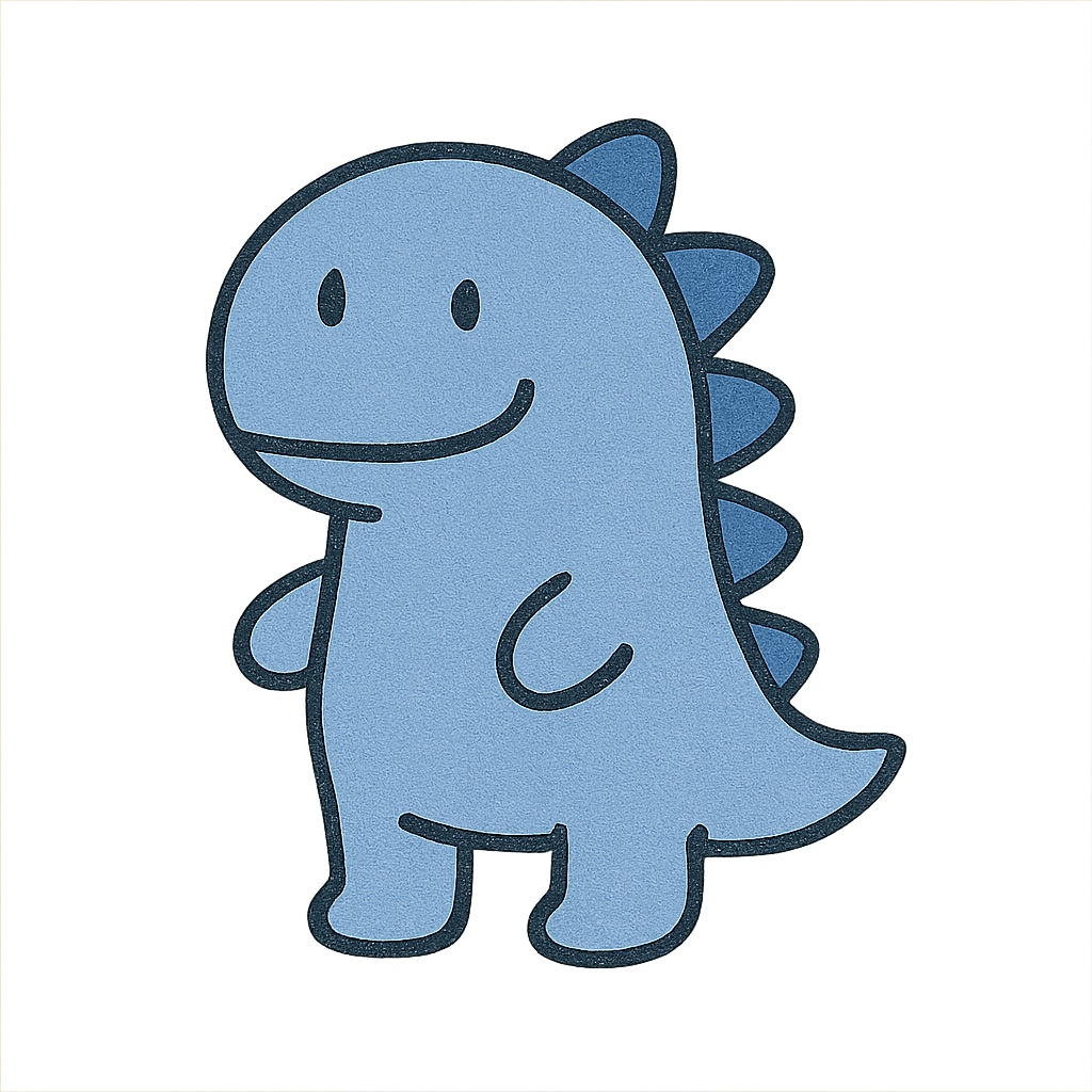 Funny Dino Clipart – Blue Chubby Ver.（PNG／透過）落書き怪獣