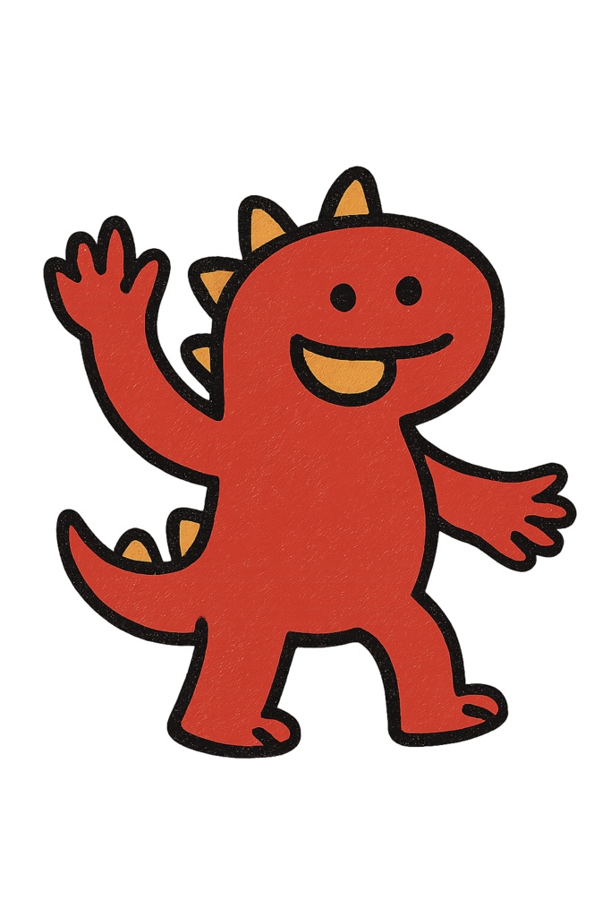 Funny Dino Clipart – Red Cheerful Ver.（PNG／透過）