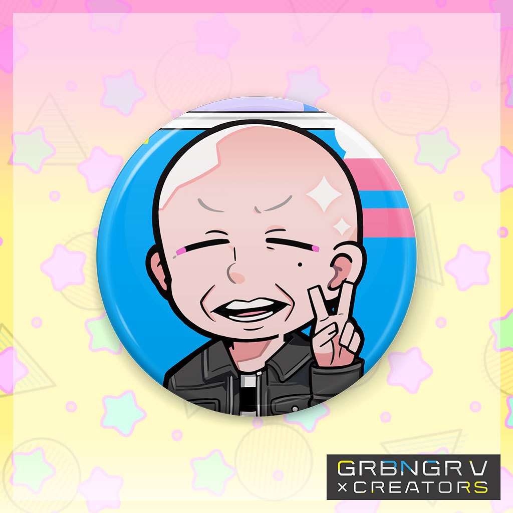 リアル&バーチャル英二缶バッジ(小峠教官)