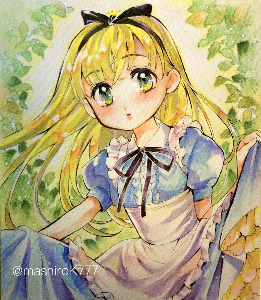 ふしぎの国のアリス 森の中 手描き イラスト 小色紙 Mashiro Store Booth