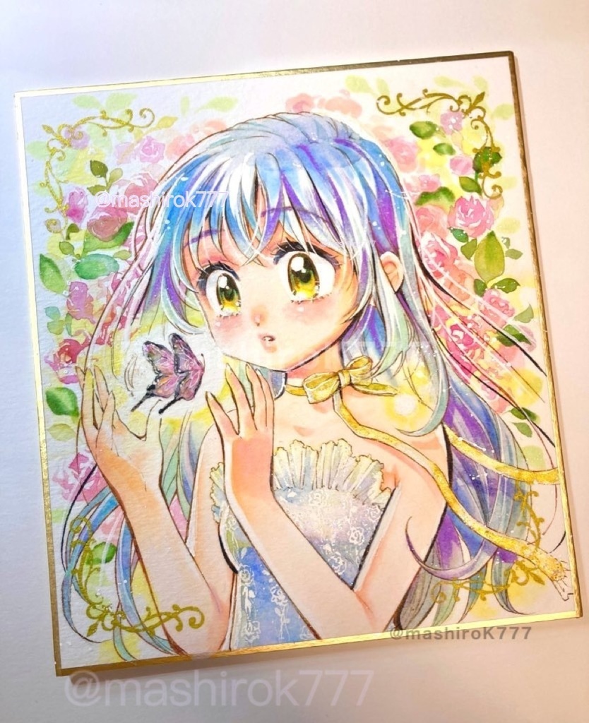 原画 色紙 1 4色紙 創作 薔薇 手描き イラスト アナログ Mashiro Store Booth