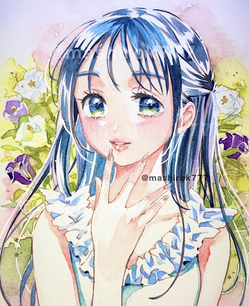 原画 ポストカード 創作 手描き 女の子イラスト アナログ カンパニュラ Mashiro Store Booth