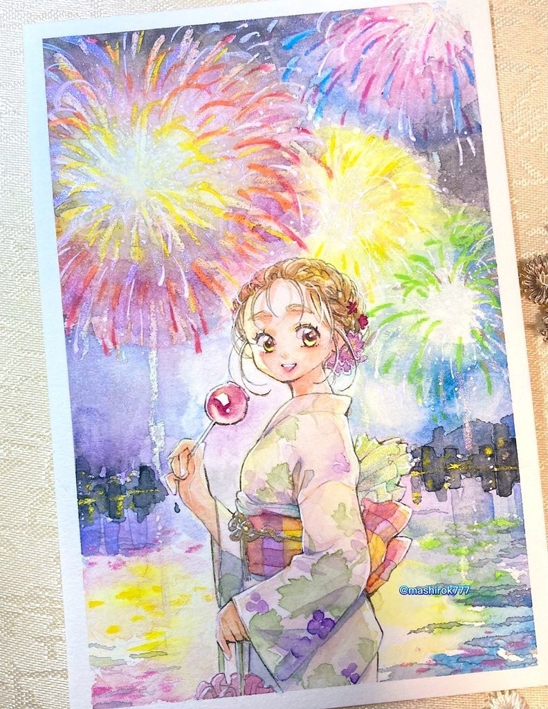 サイトです 手描きイラスト＊創作水彩原画『鬼の花嫁』 アート/写真