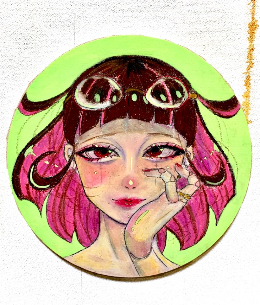 クレヨンイラスト「見つめる」