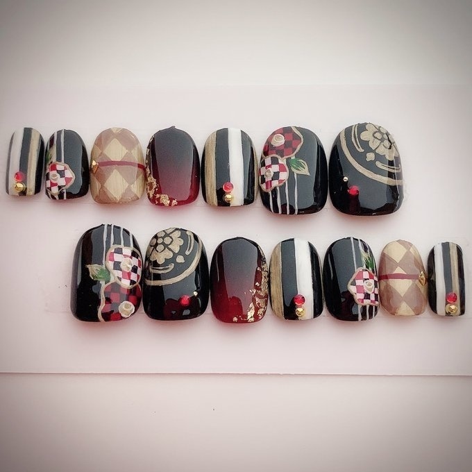 軽装 加州清光 大和守安定セット モチーフネイル Koririo Nail Booth