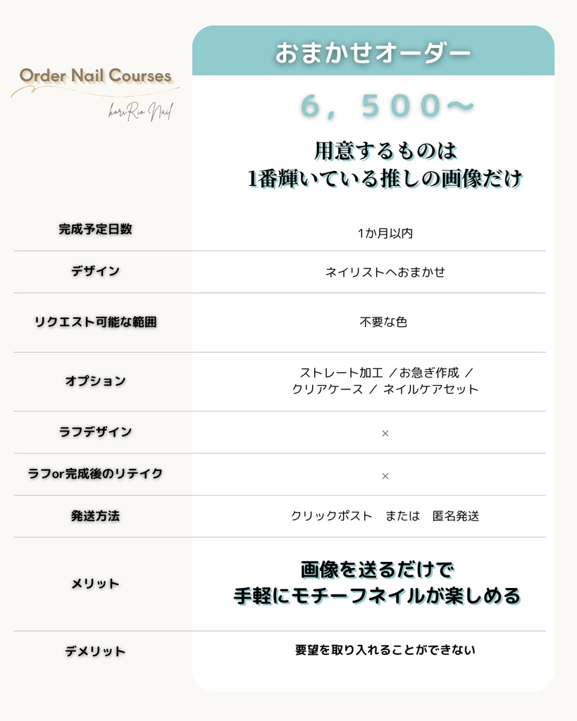 オーダーコースの選びかた