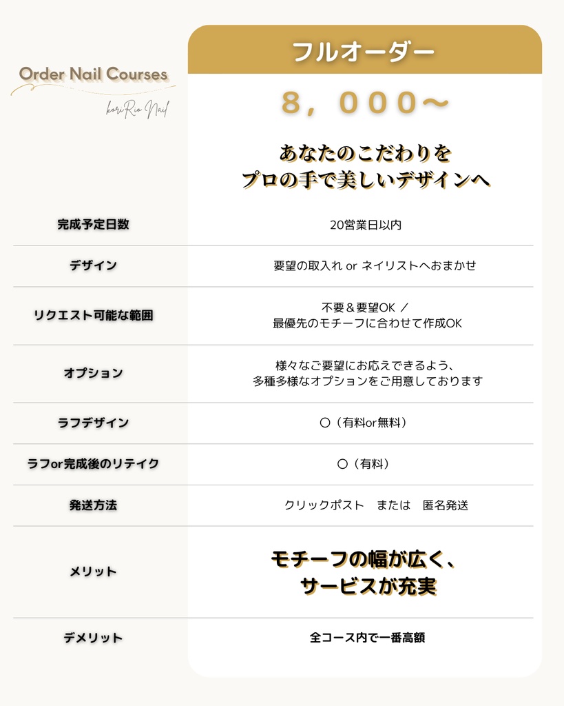 オーダーコースの選びかた