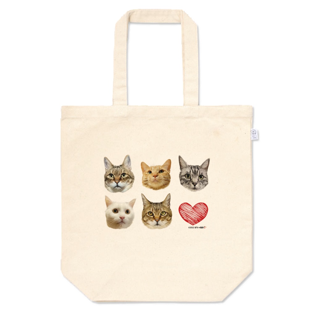 顔のみトートバッグ【S】【M】選べる【ぽちゃ猫部】
