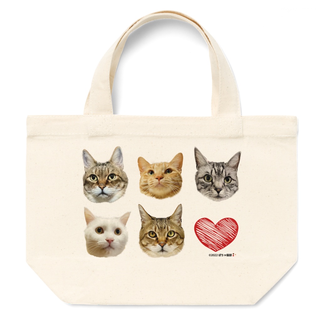 顔のみトートバッグ【S】【M】選べる【ぽちゃ猫部】
