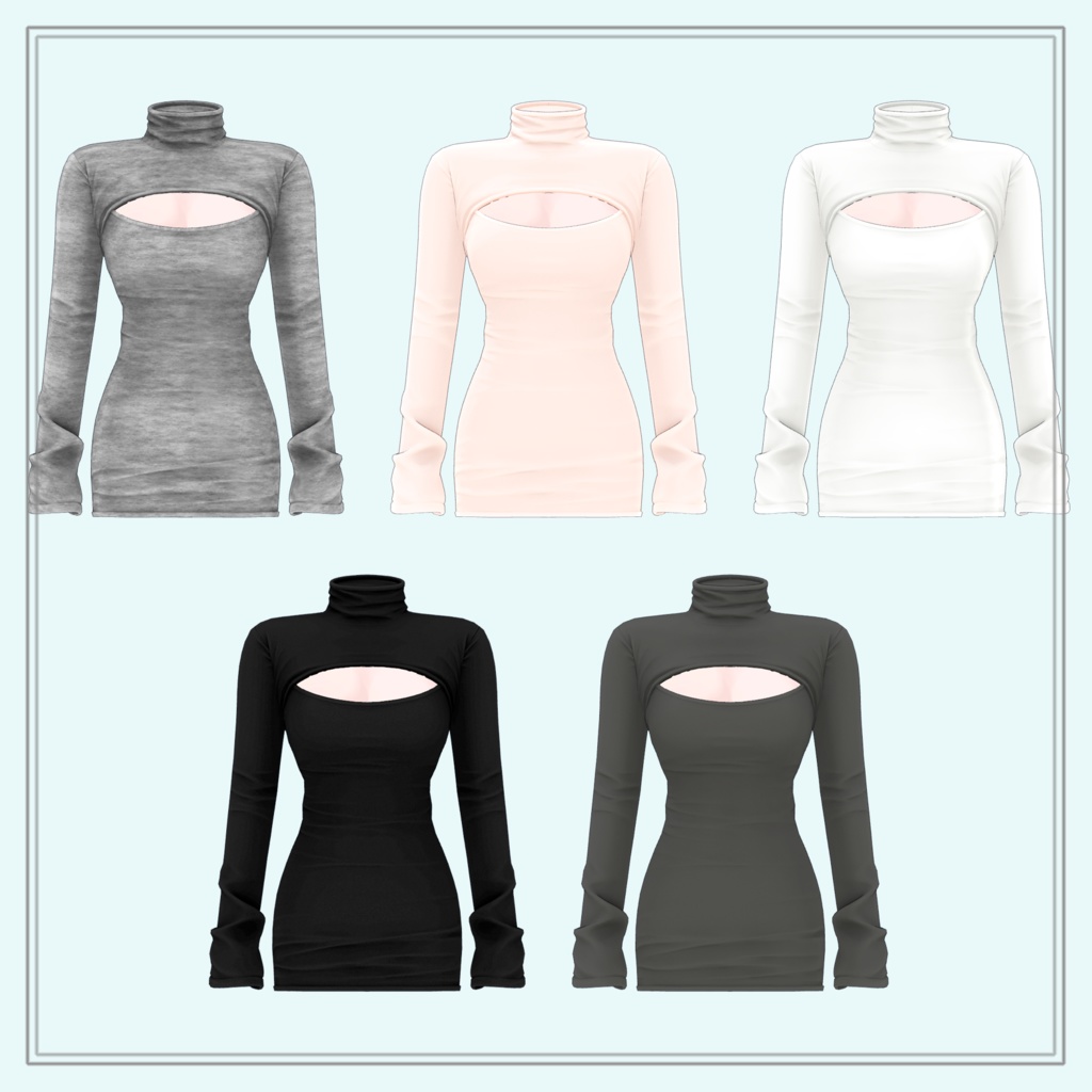 TurtleNeck Keyhole Dress (Shader 調節可能)