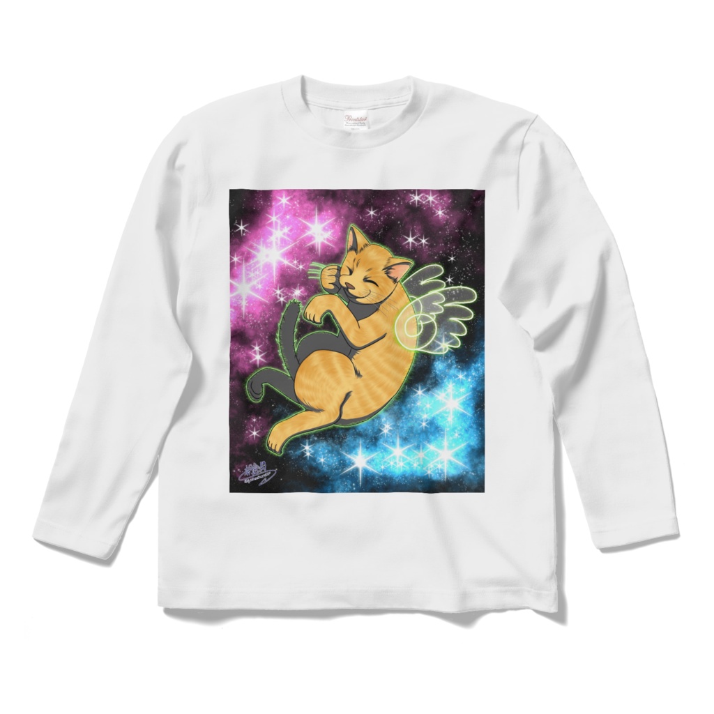 なぜか宇宙ネコ!ロングスリーブTシャツ