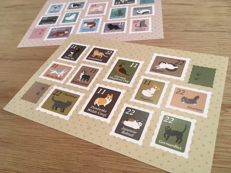 いぬねこポストカード4枚セット