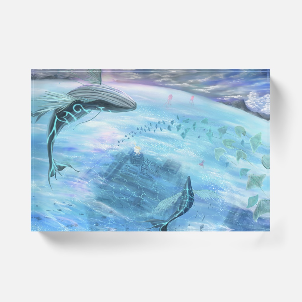 クジラと少女のアクリルブロック