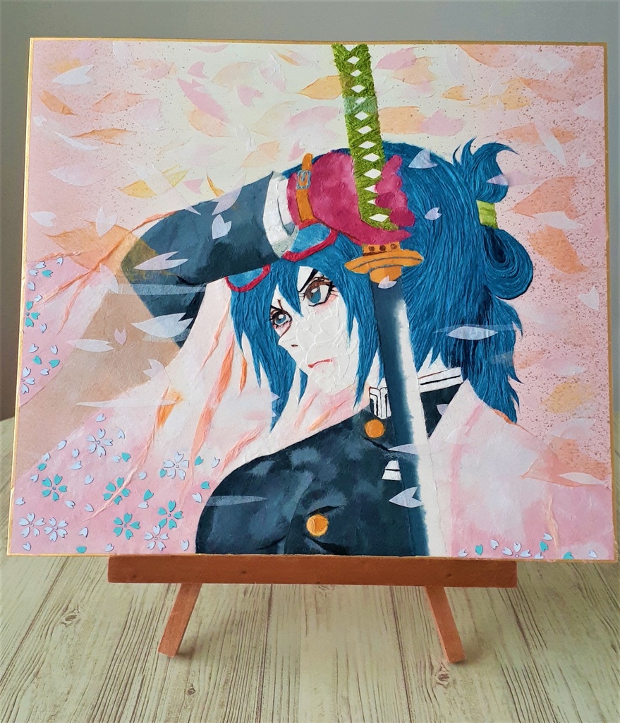 ちぎりイラスト「女剣士×桜×眼鏡」