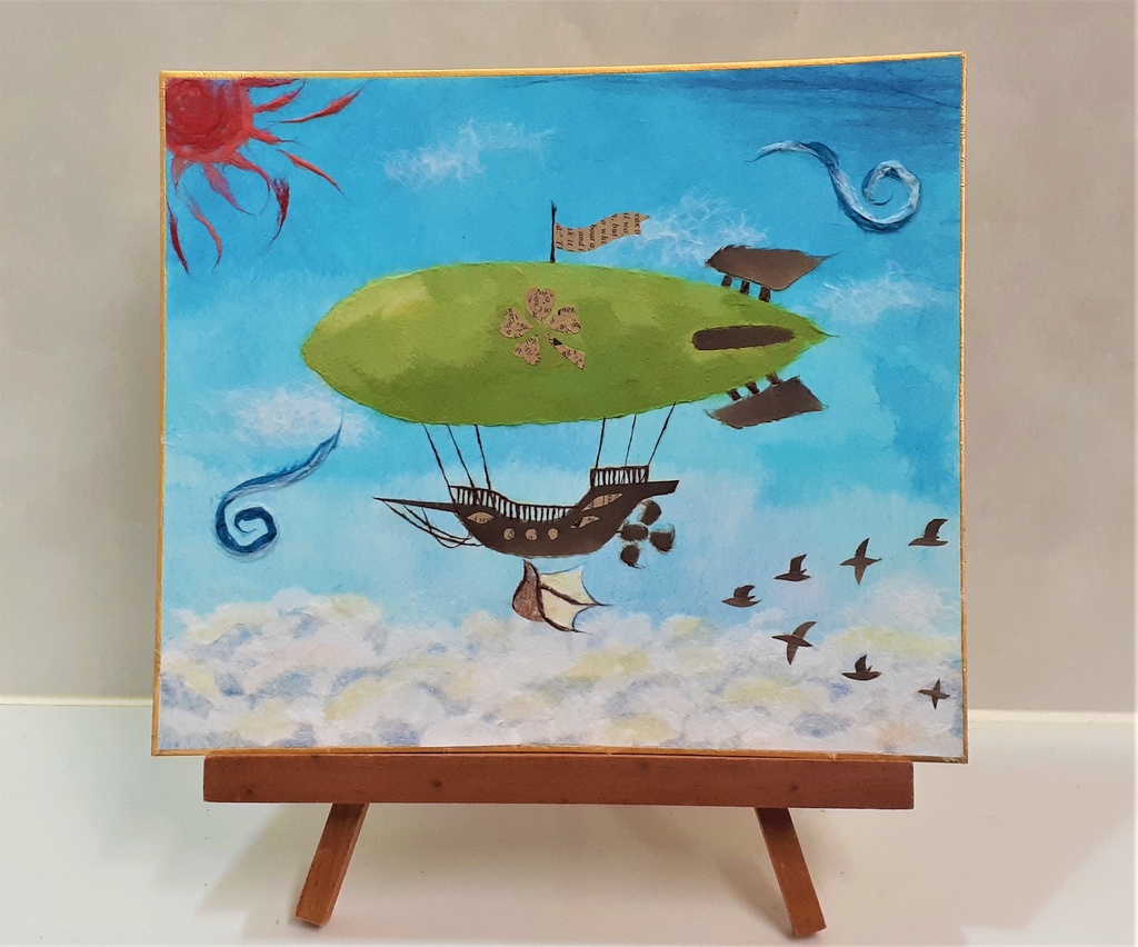 ちぎりイラスト「Four-leaf clover号(飛空艇)」