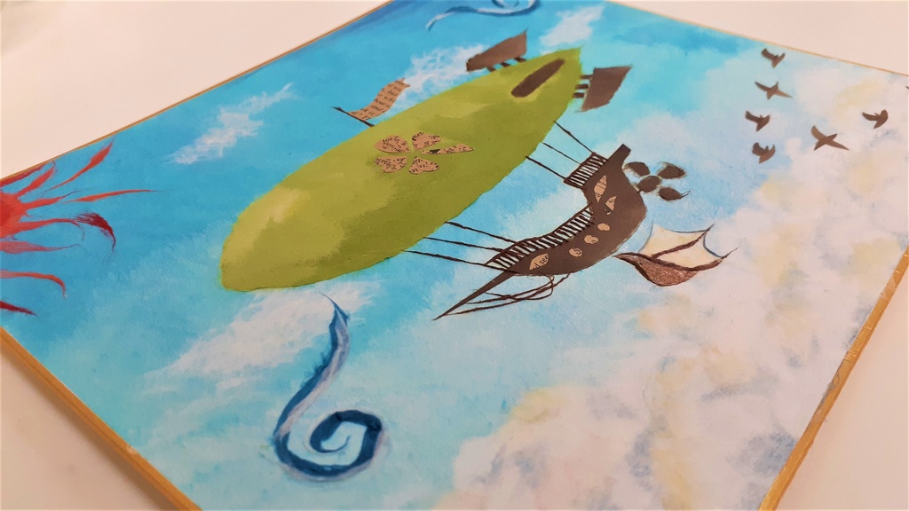 ちぎりイラスト「Four-leaf clover号(飛空艇)」