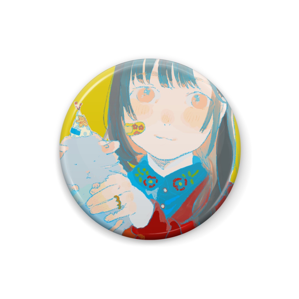 チンチラと女の子缶バッジ