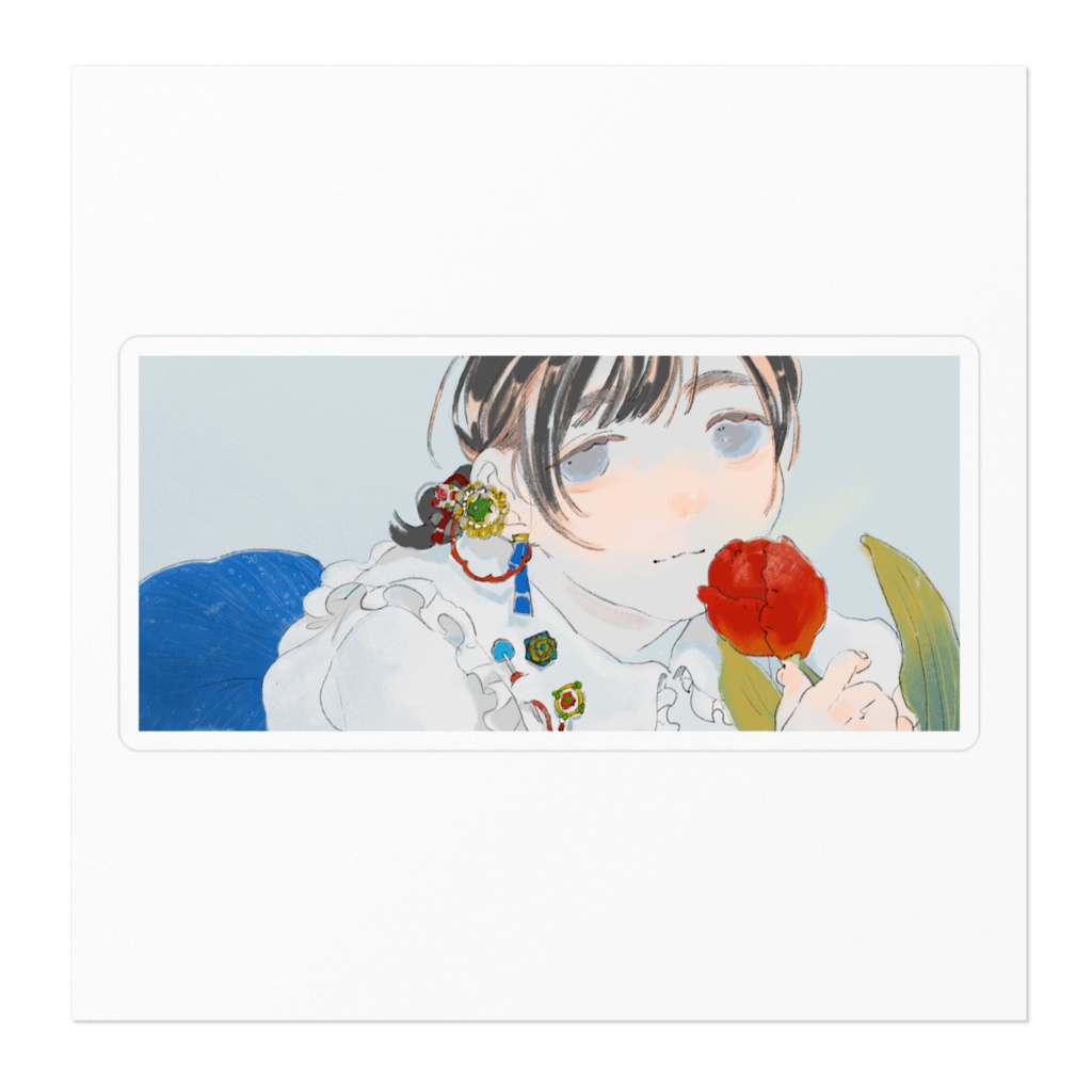 少女と目が合うステッカ~