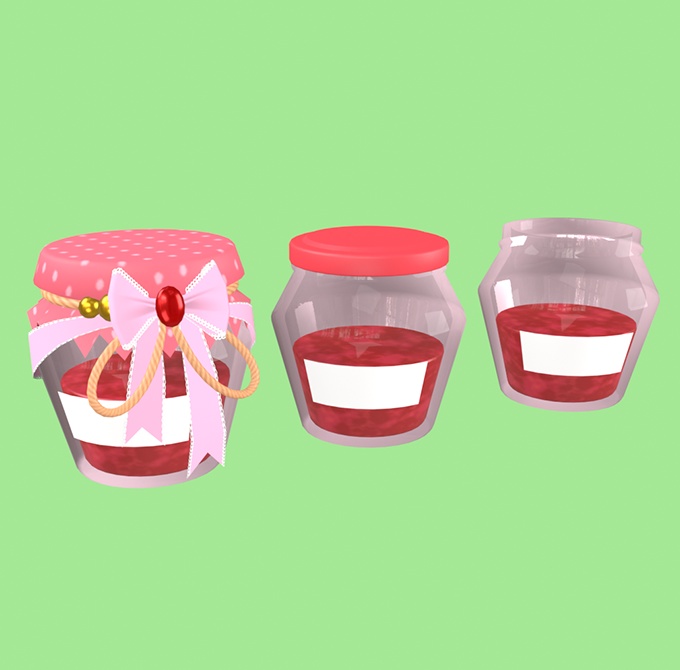 【無料】3Dモデル かわいいジャム瓶