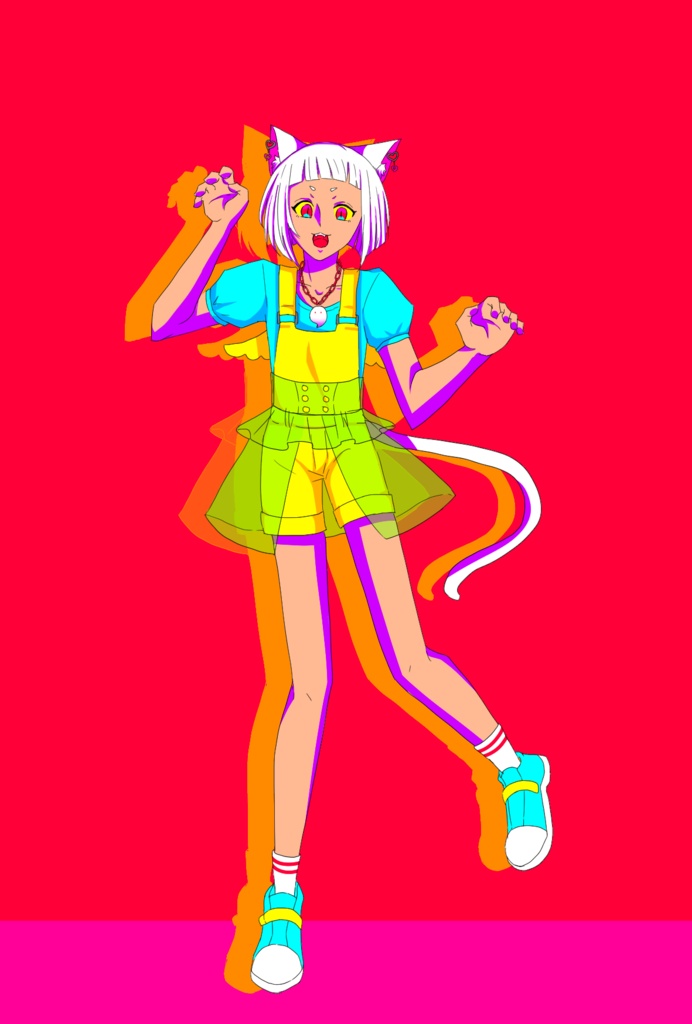 【Vivid color kitty】ペンダント&イヤリングセット(おばけ)