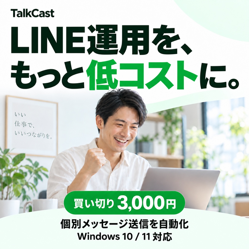 TalkCast｜LINE運用を低コストに。個別メッセージ送信支援ソフト【Windows用】