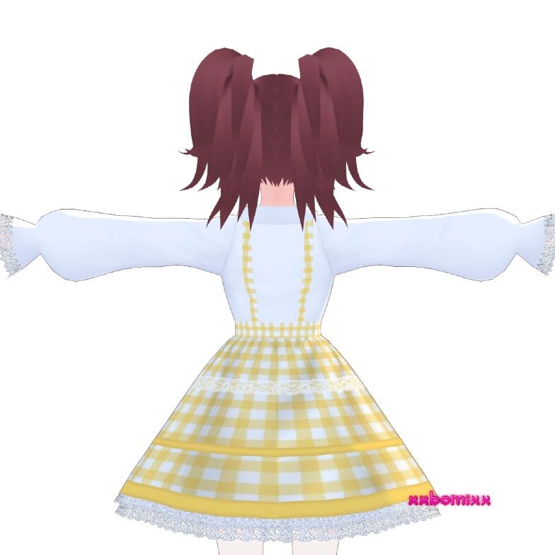 《 VRoid 》yellow plaid dress