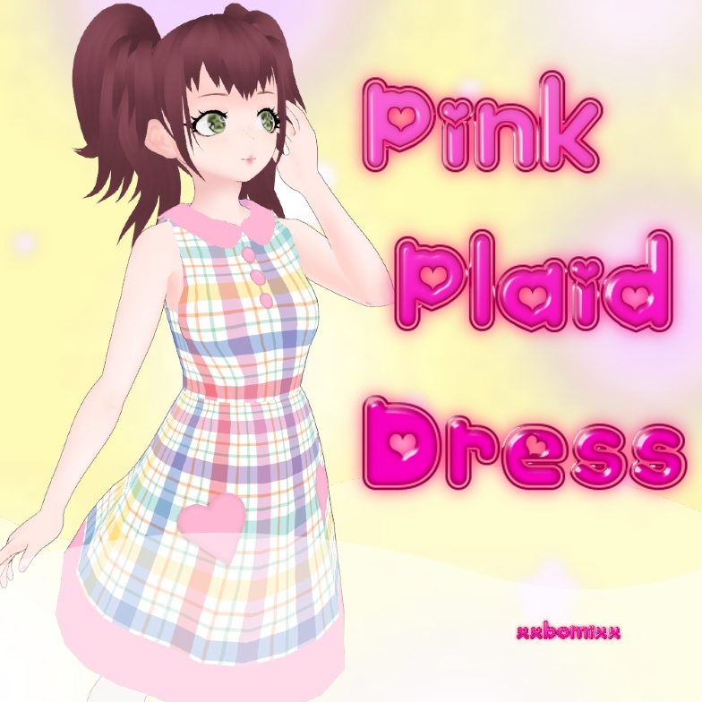 《 VRoid 》pink plaid dress